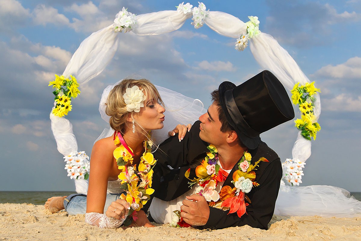 Loving couple - bride and groom