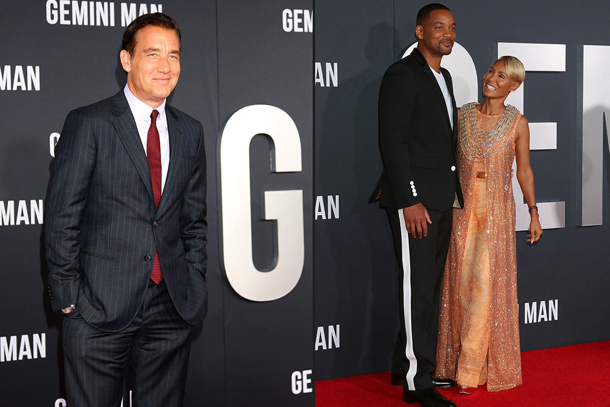 Clive Davis, Will Smith and Jada Pinkett Smith - at the "Gemini" premiere at the TCL Chinese Theater IMAX in Los Angeles