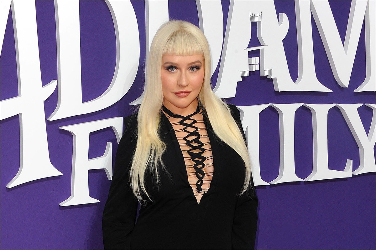 Christina Aguilera at the Los Angeles premiere of "The Addams Family" held at the Century City AMC, USA