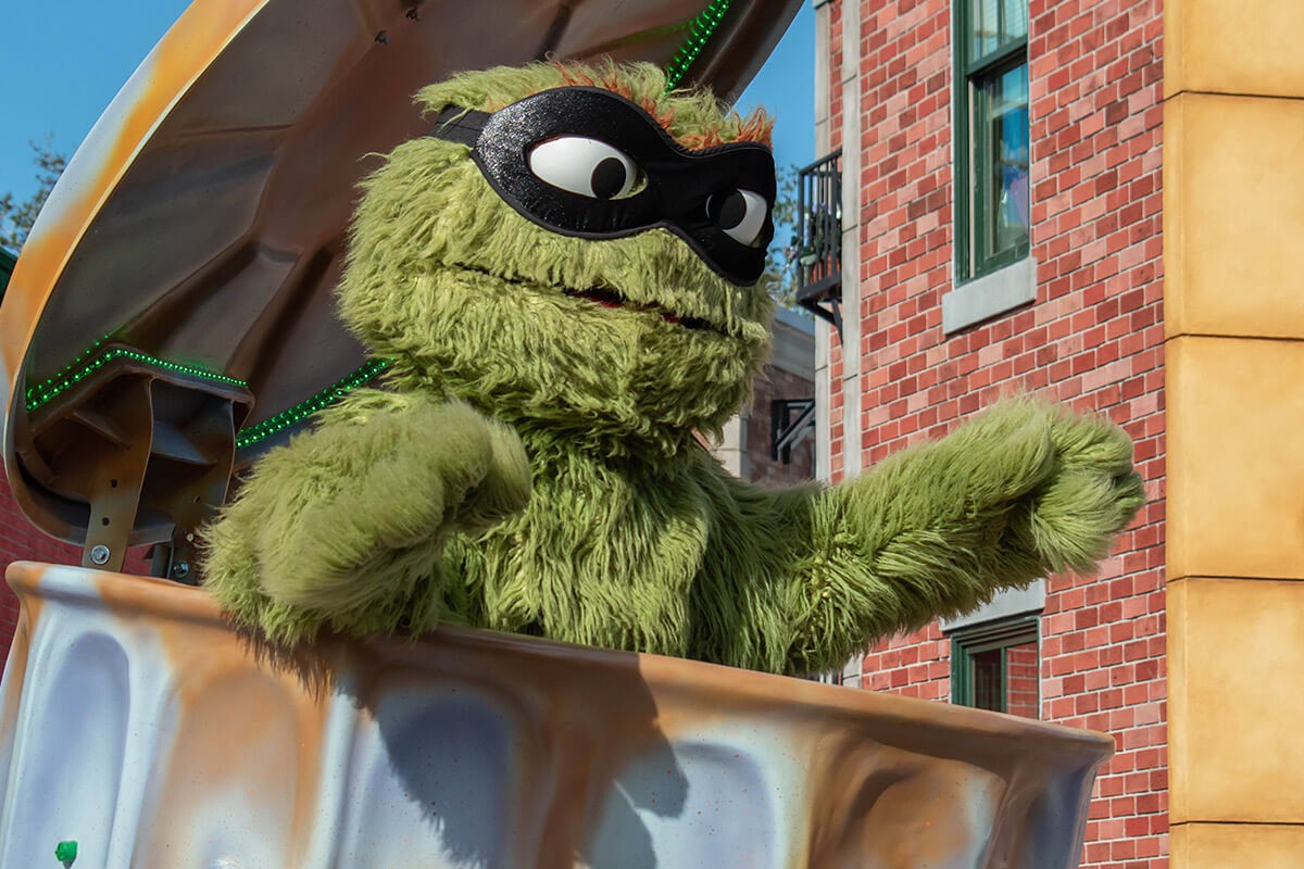 Oscar the Grouch in Sesame street party parade Oscar the Grouch in Sesame street party parade