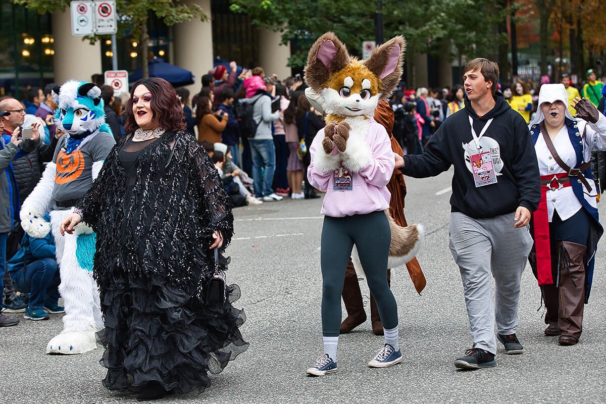 Vancouver's Halloween street parade 2019 - procession of people in original fancy dress