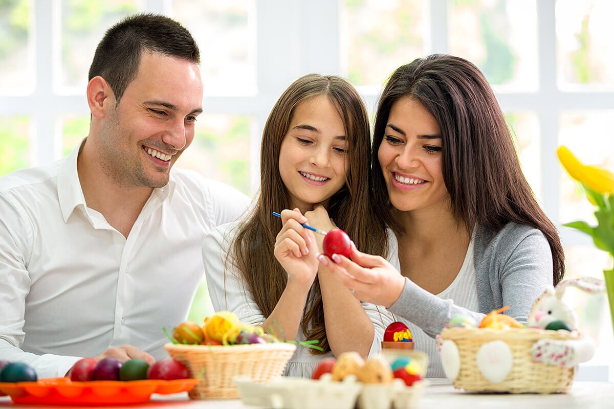 Mom, dad and daughter spending time together