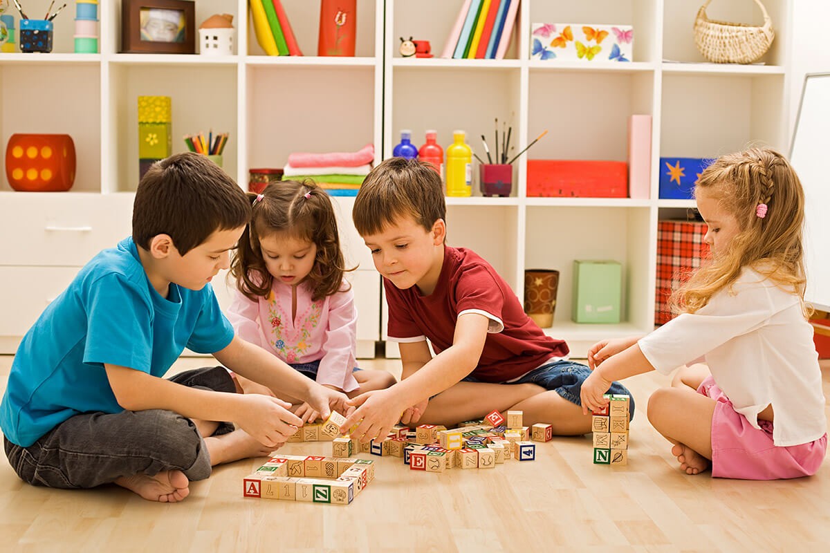 Children play educational games