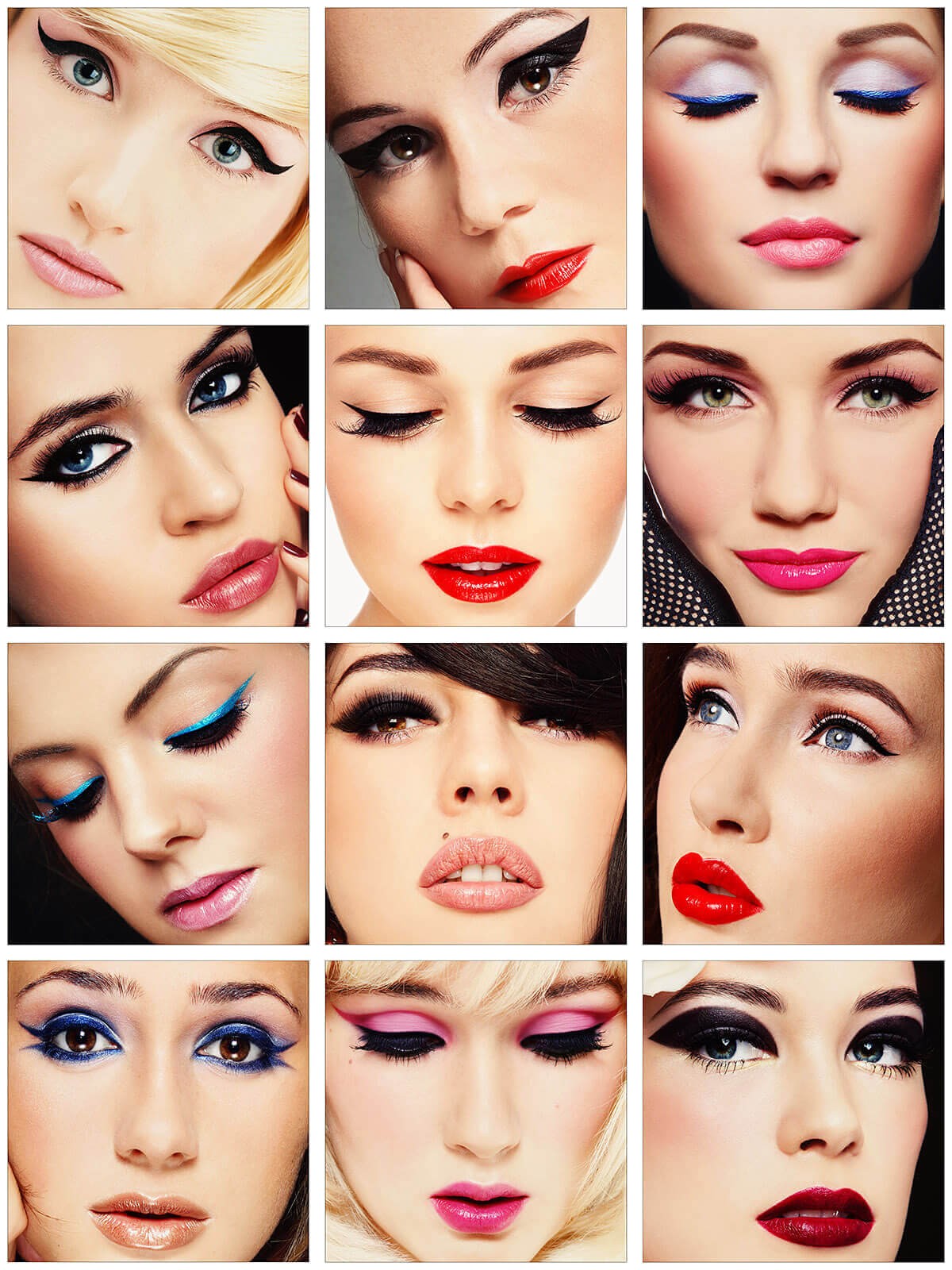 Women with different makeup options Women with different makeup options
