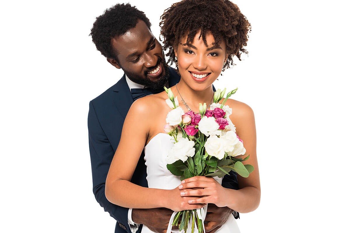 Loving couple with flowers