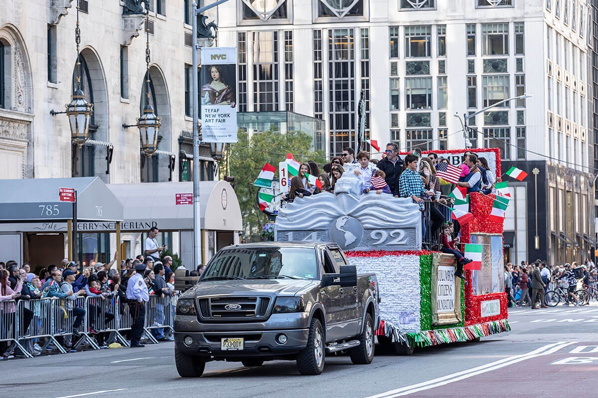 Festive parade procession - 75th annual Columbus Day Parade, NY, 2019