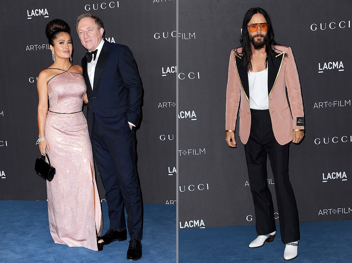 Salma Hayek Pinault, François-Henri Pinault and Jared Leto at the 2019 LACMA Art plus Film Gala Presented By Gucci held at the LACMA in Los Angeles, USA