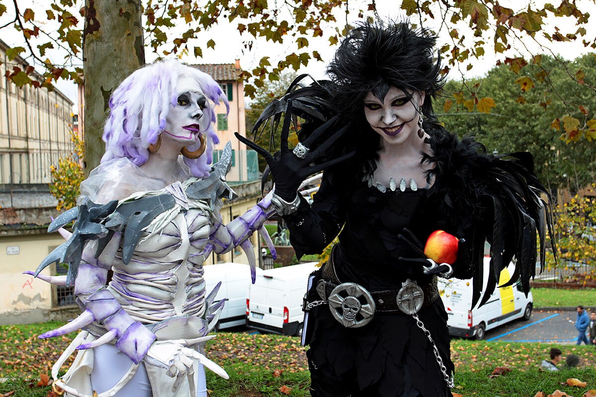 Two cosplay girls with costumes - Event Lucca Comics & Games, Italy