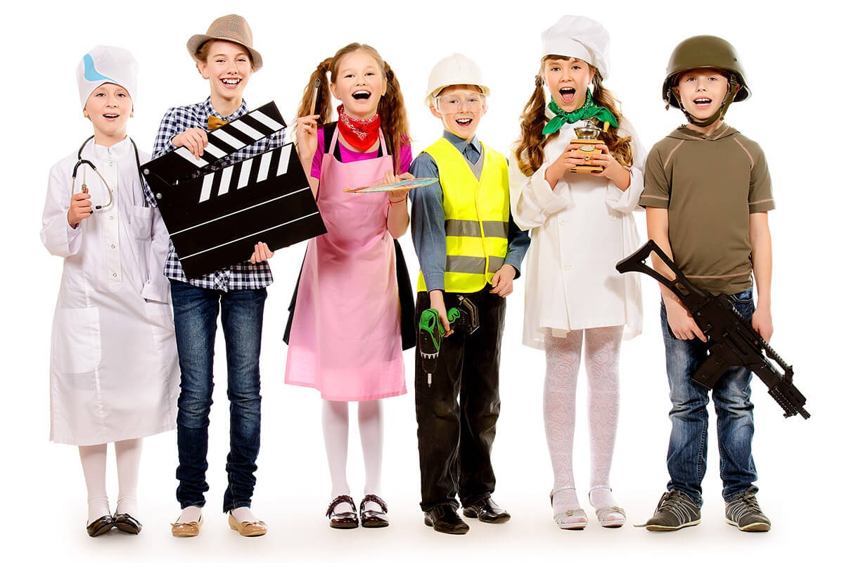 Children in costumes of various professions