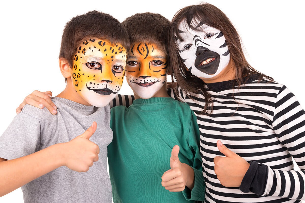 Children with painted faces in the form of animals