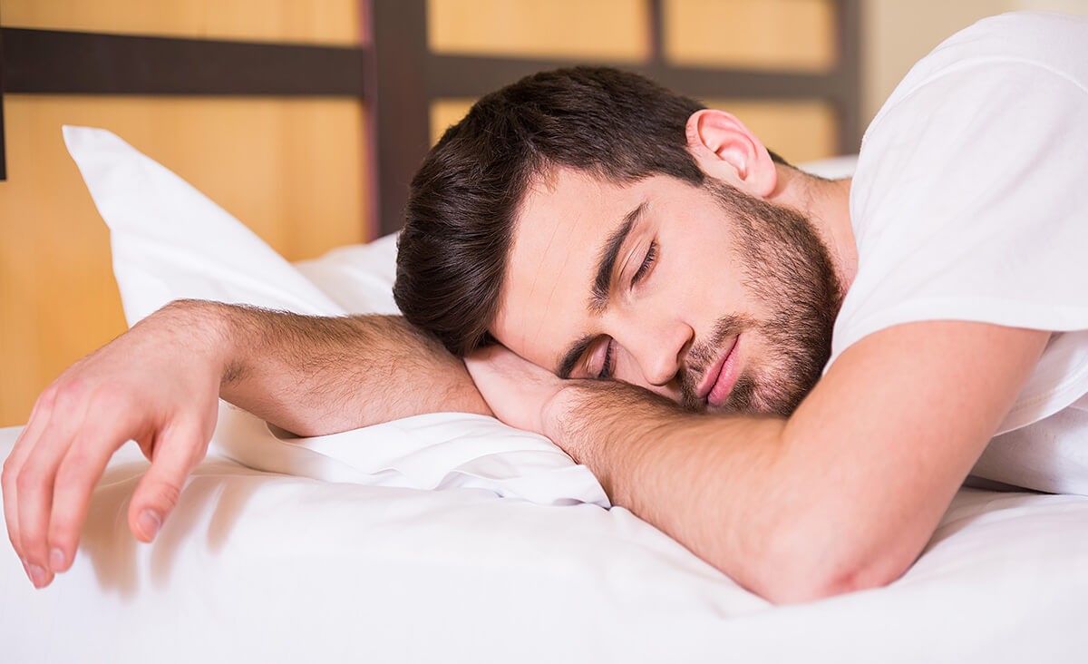 Man is sleeping sweetly