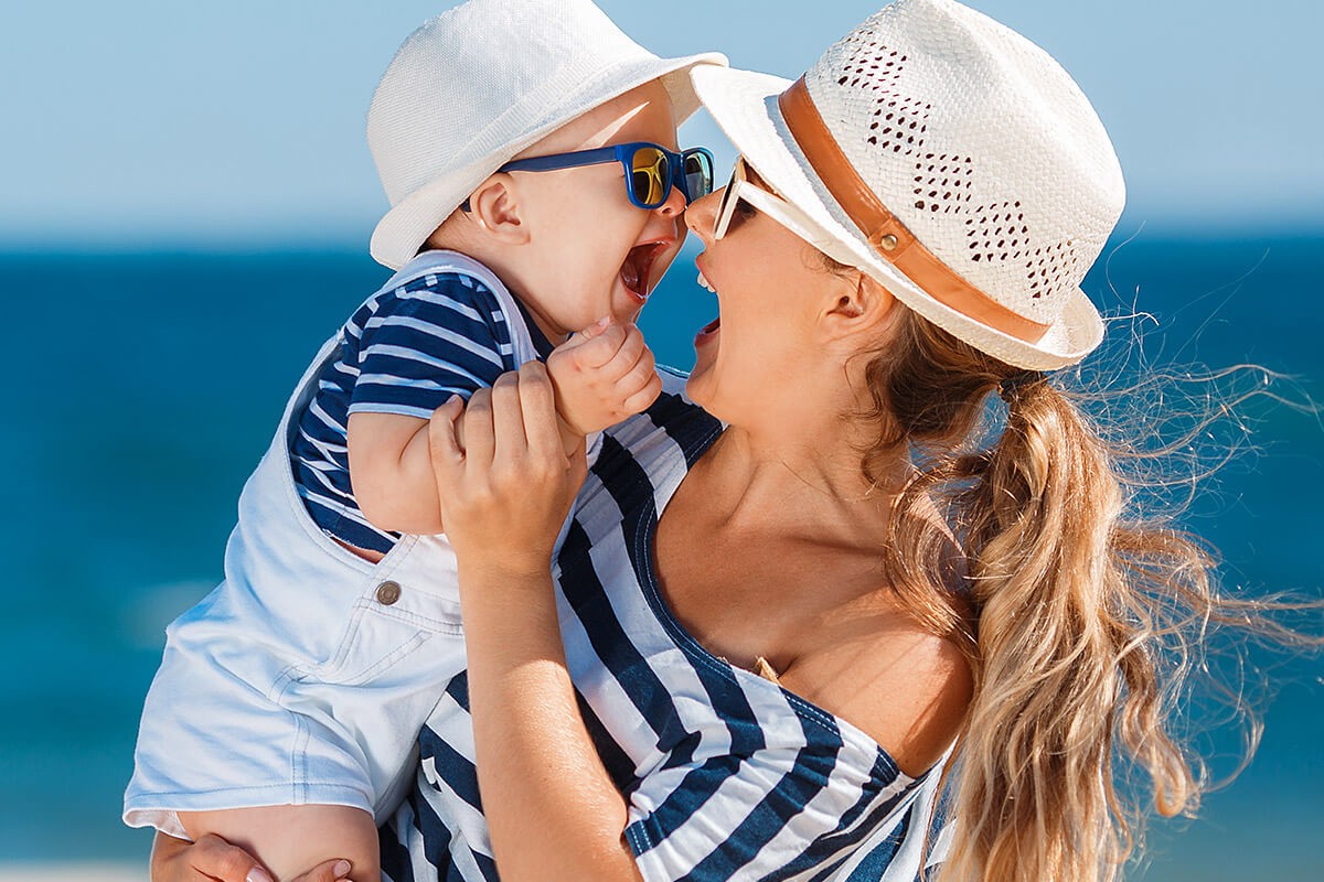 Mom hugs her child with love