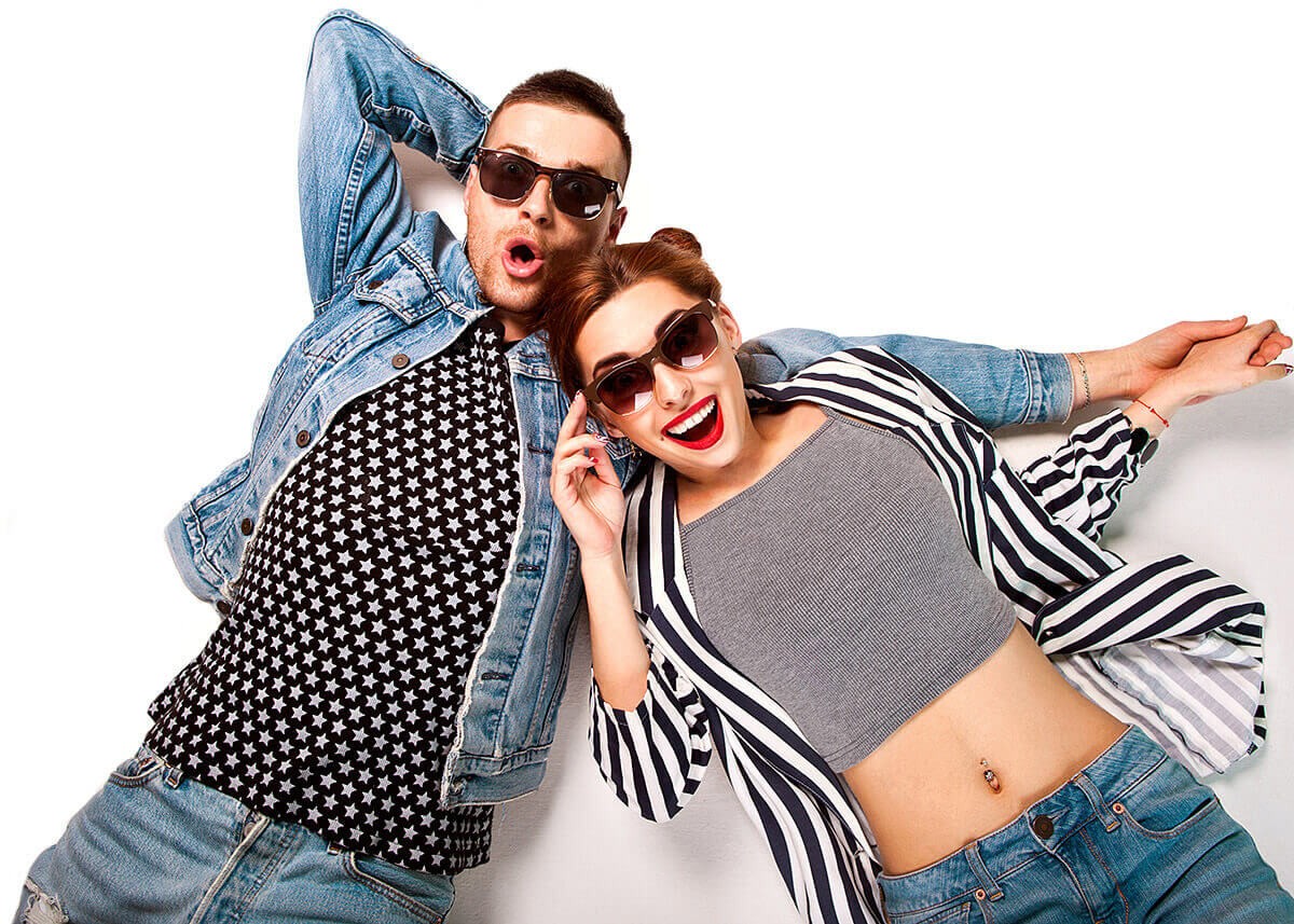 Cheerful couple in love