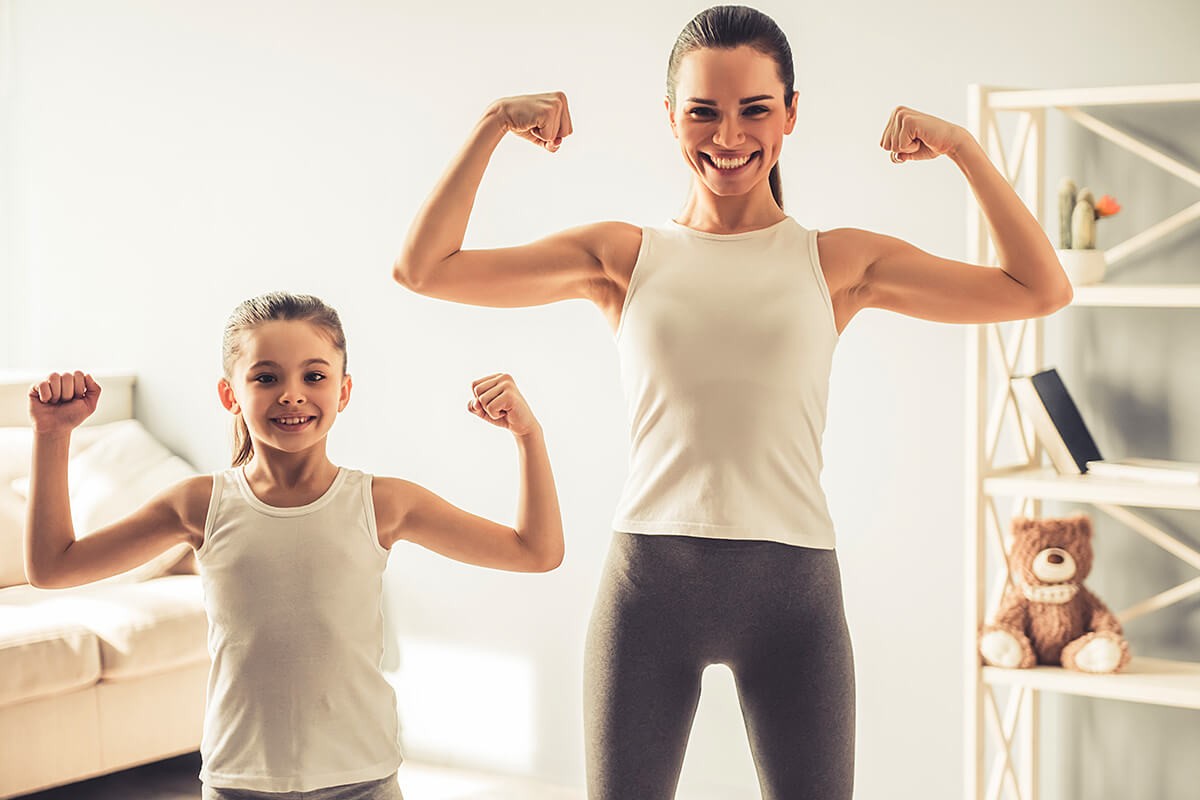 Mom and daughter play sports together