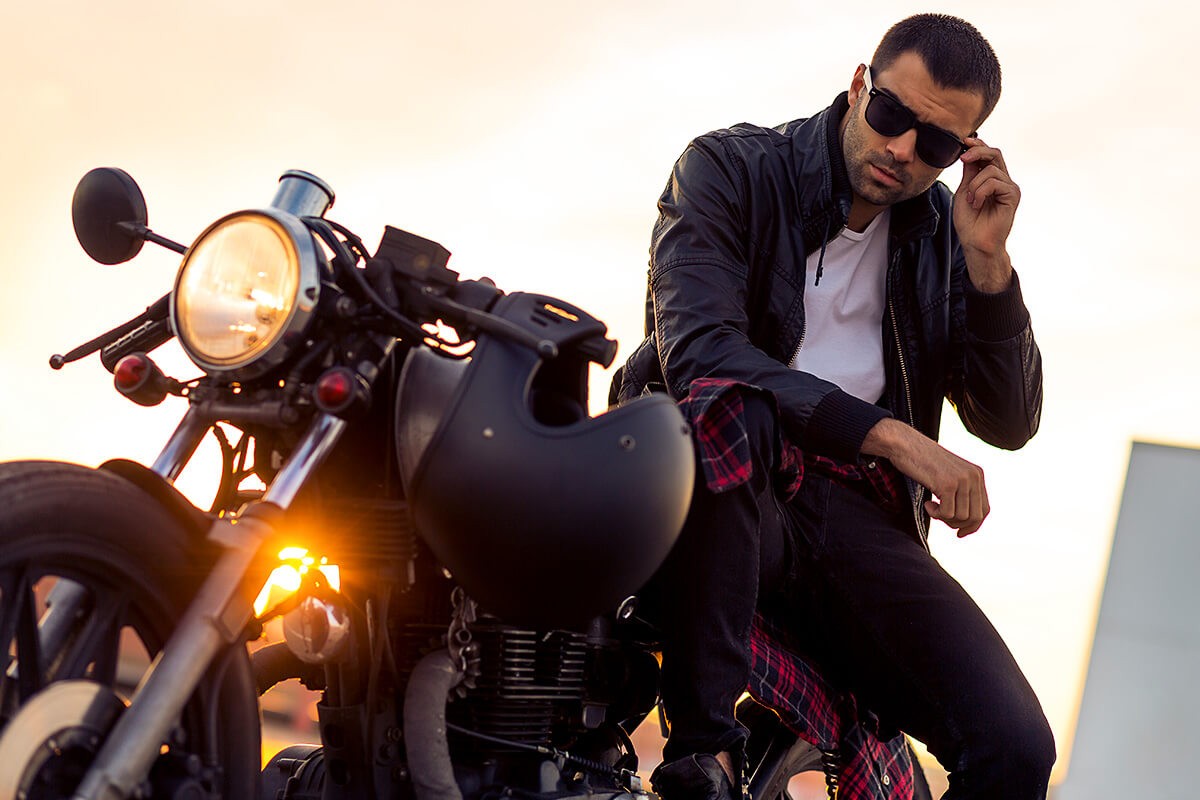 Brutal man on a motorcycle