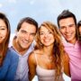Cheerful company of young people