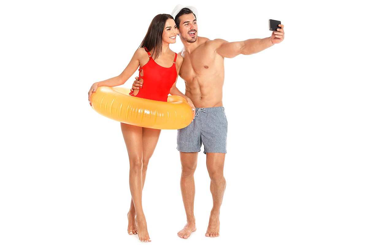 Girl and young man have fun together