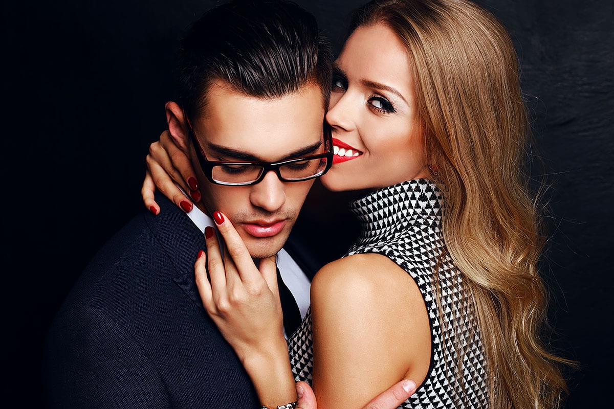 Image of a girl flirting with a man