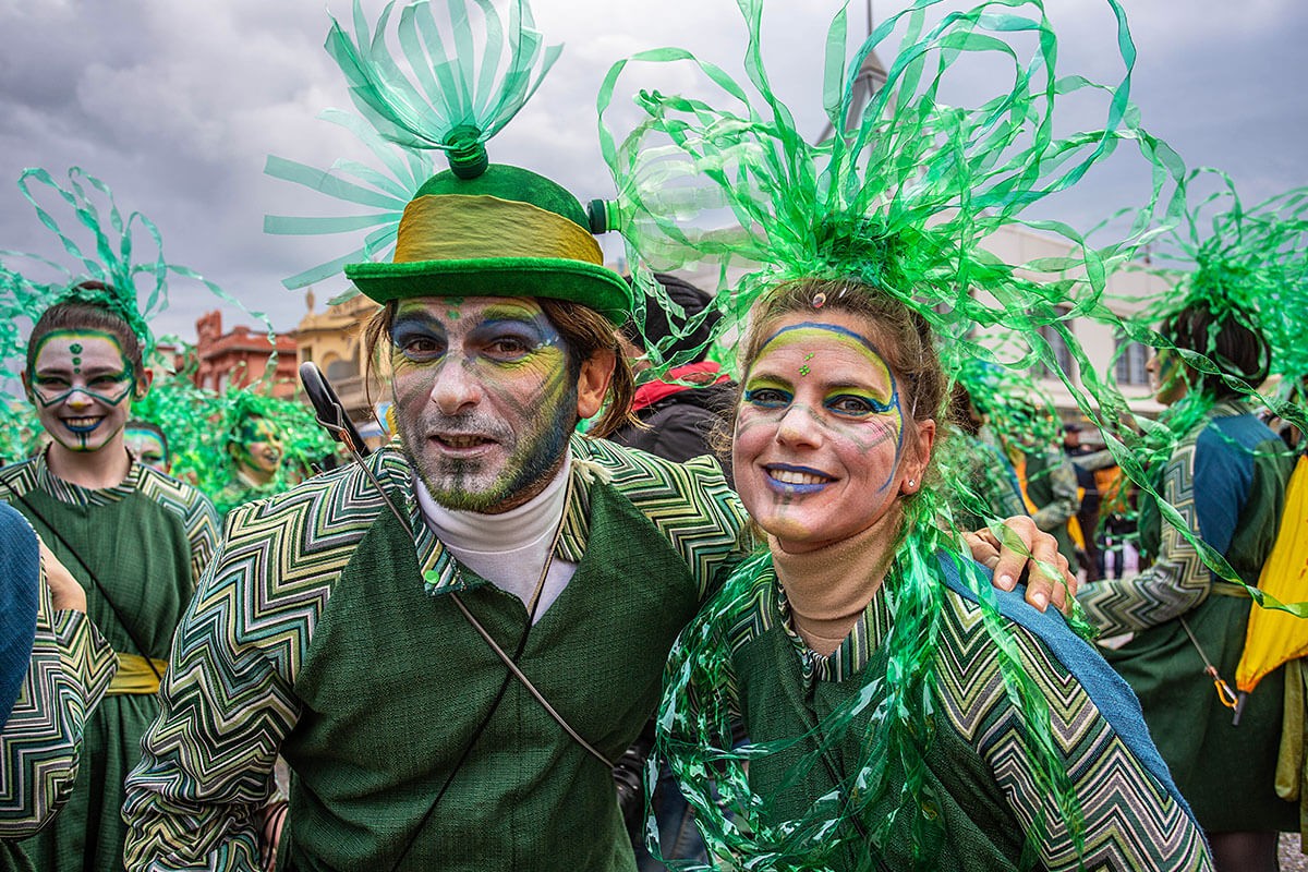 Image of guests at the Carnival, Viareggio city, Italy, 2020 year