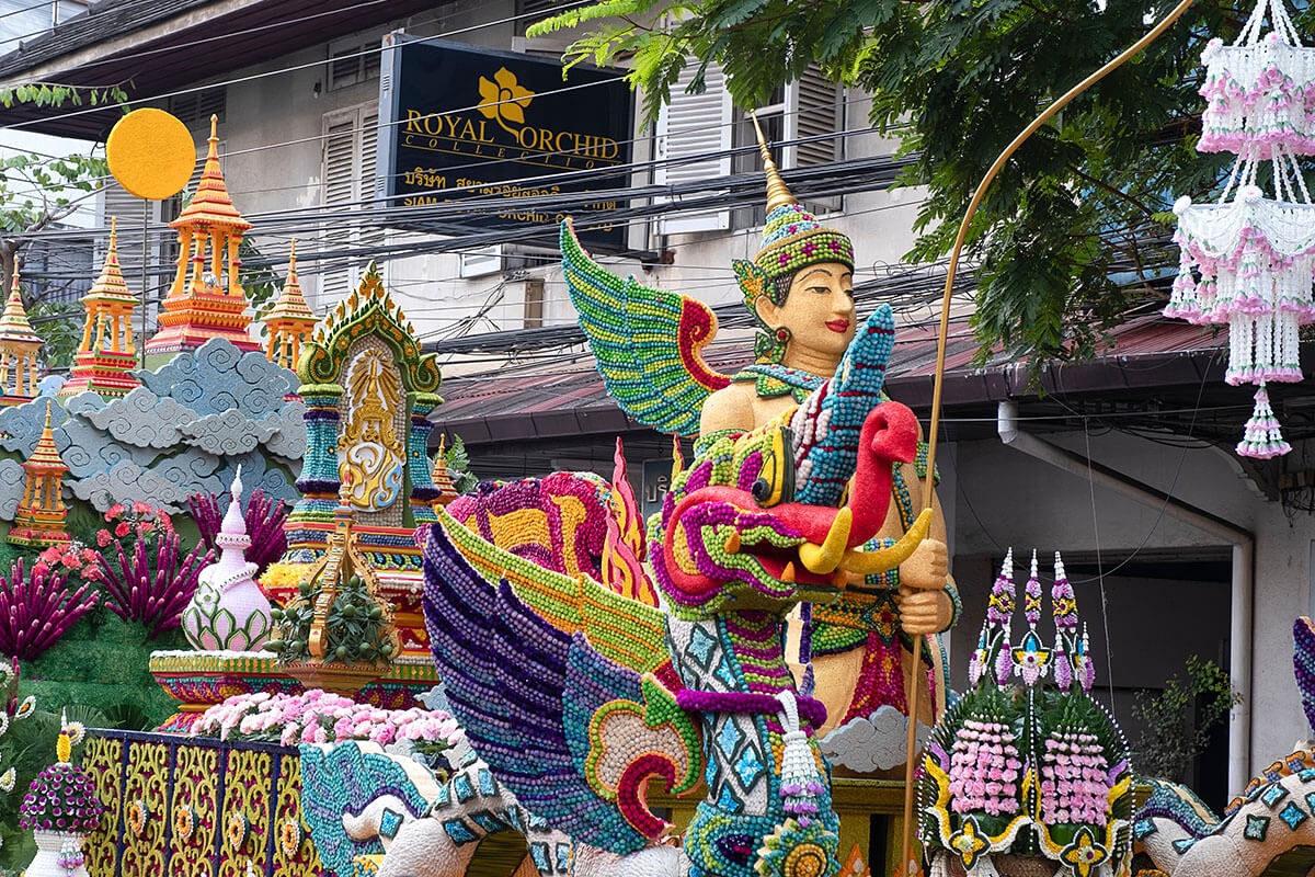 Beautiful view of a flower float at a Annual Flower Festival 2020, Chiang Mai, Thailand