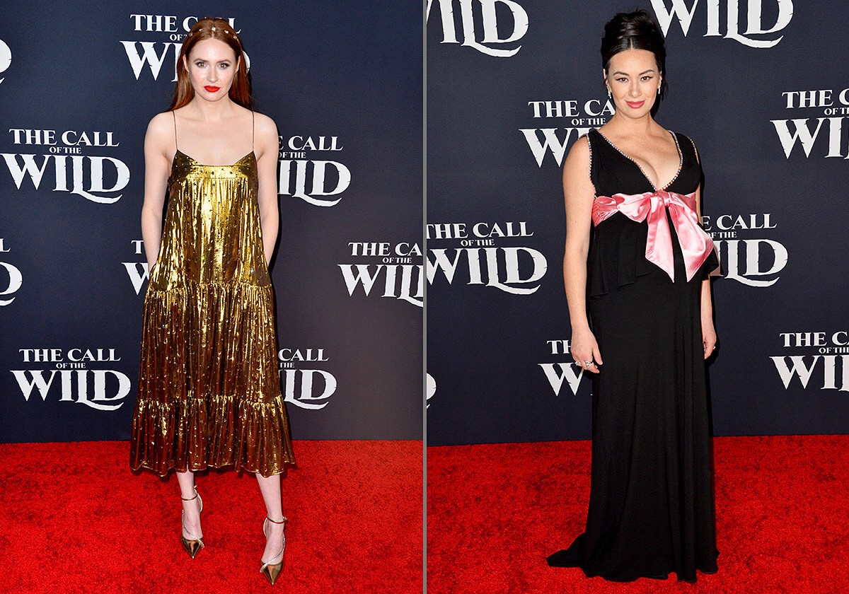 Karen Gillan and Cara Gee at the world premiere of "The Call of the Wild", El Capitan Theatre, Los Angeles