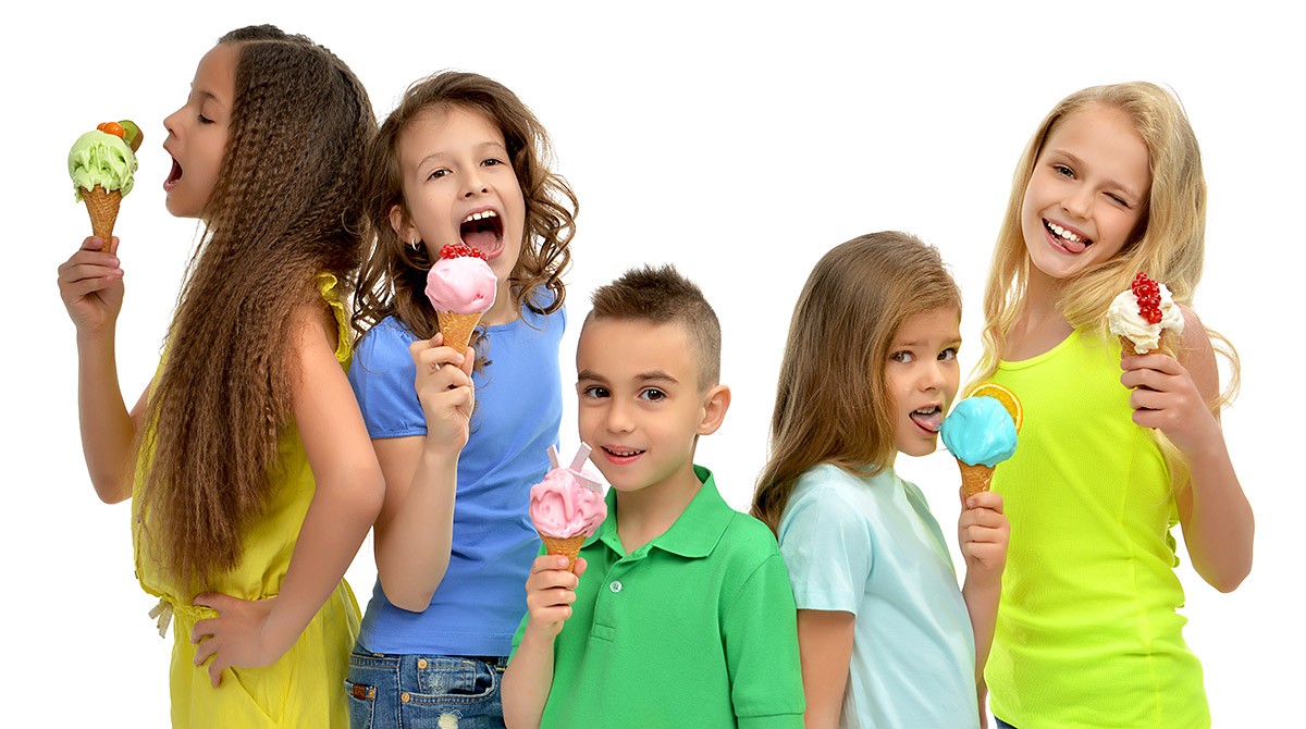 Joyful kids eating ice cream Joyful kids eating ice cream