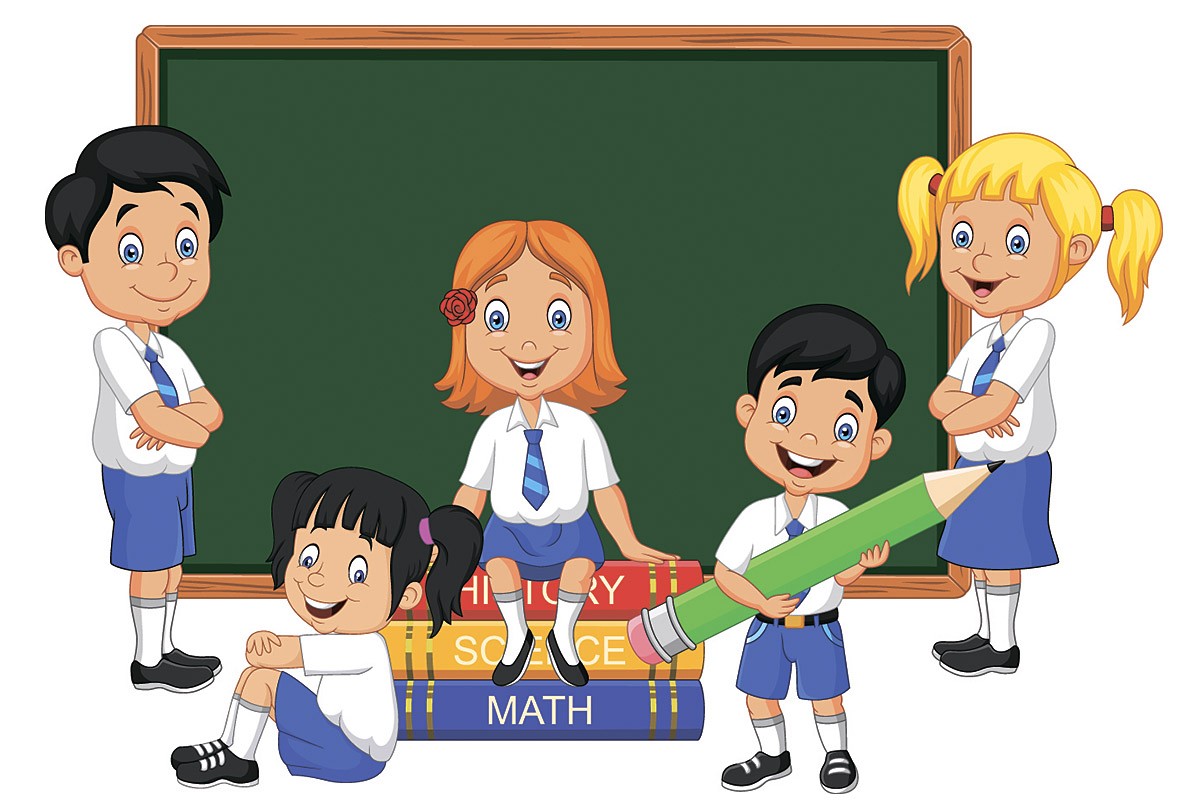 Image of drawn children in the classroom