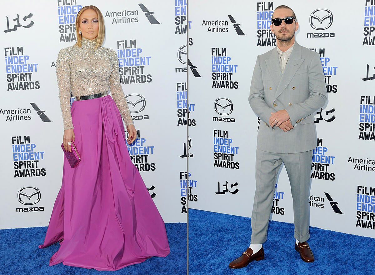 Jennifer Lopez and Shia LaBeouf at the 35th Annual Film Independent Spirit Awards, Beach in Santa Monica, Los Angeles, California, USA