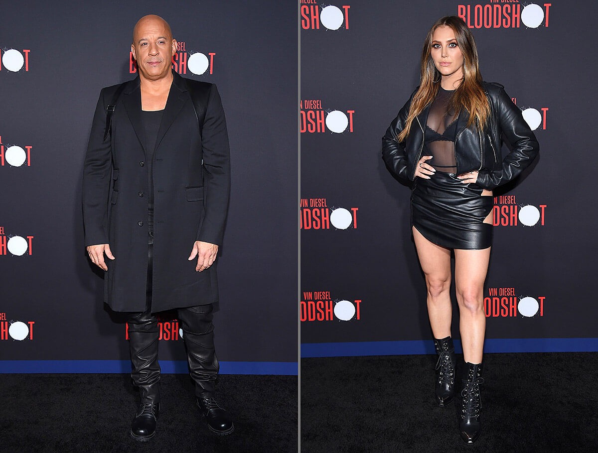 Vin Diesel and Cassie Scerbo at the World Premiere of Bloodshot in Westwood, Los Angeles