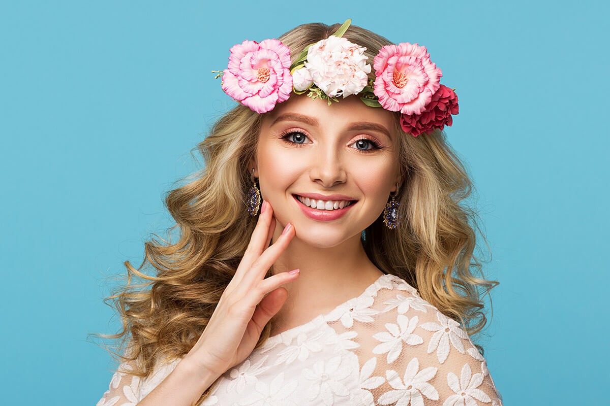 Image of a beautiful girl with flowers in her hair
