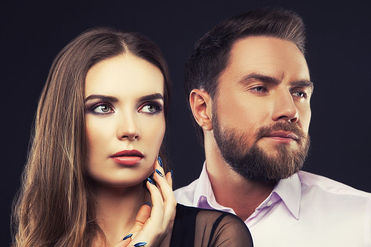 Image of a pensive man and woman