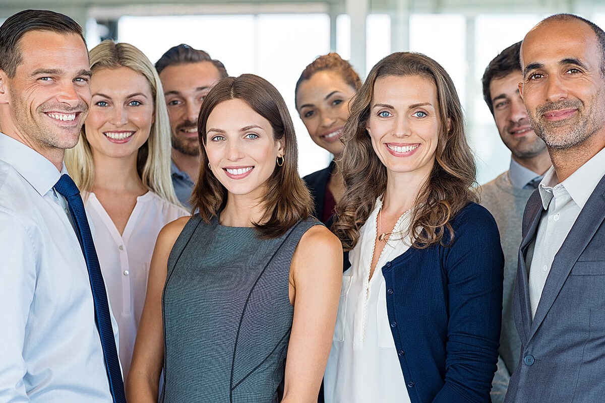 Image of a motivated group of people in the office