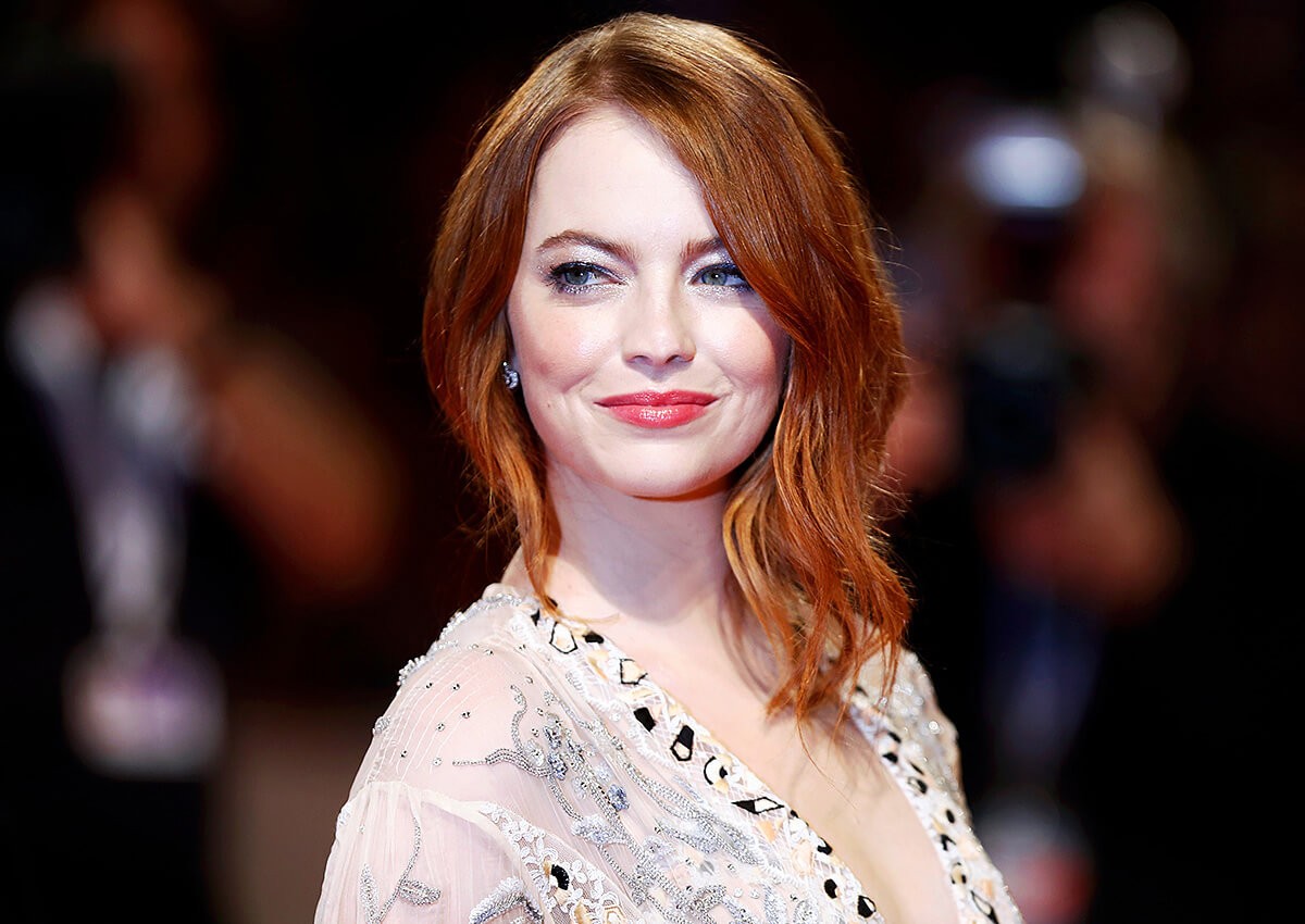 American actress Emma Stone with a smile