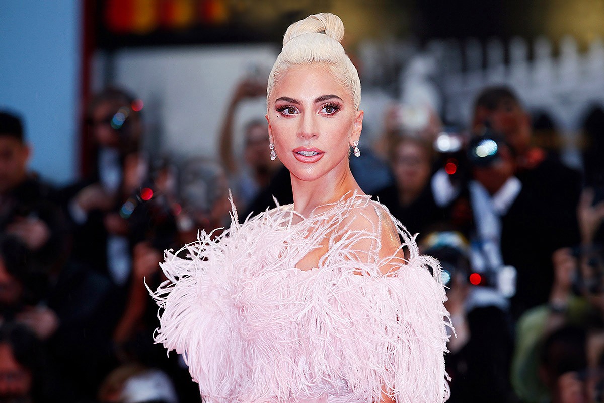 American singer Lady Gaga in a chic puffy dress