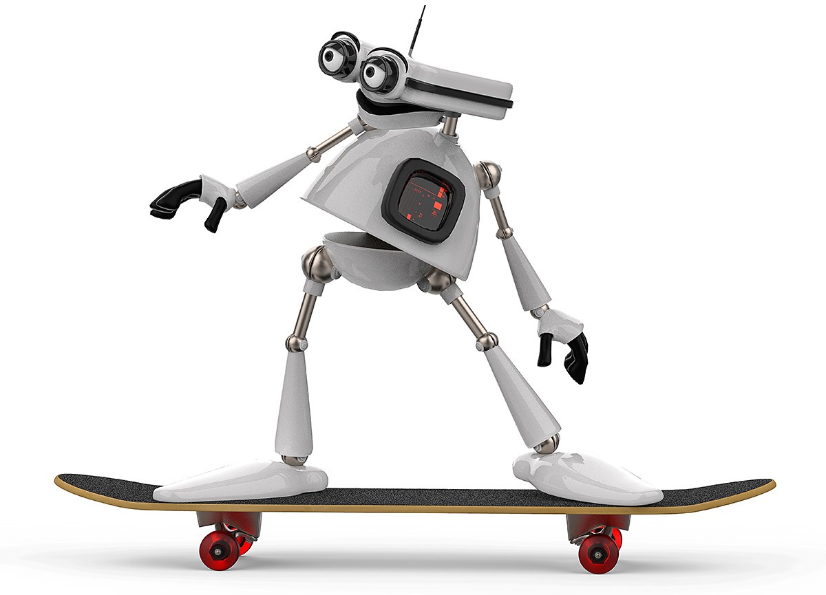 Smart robot on a skateboard