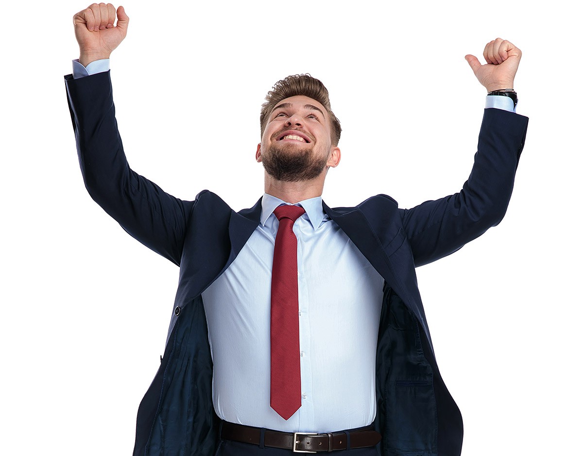 Image of a very joyful and successful man