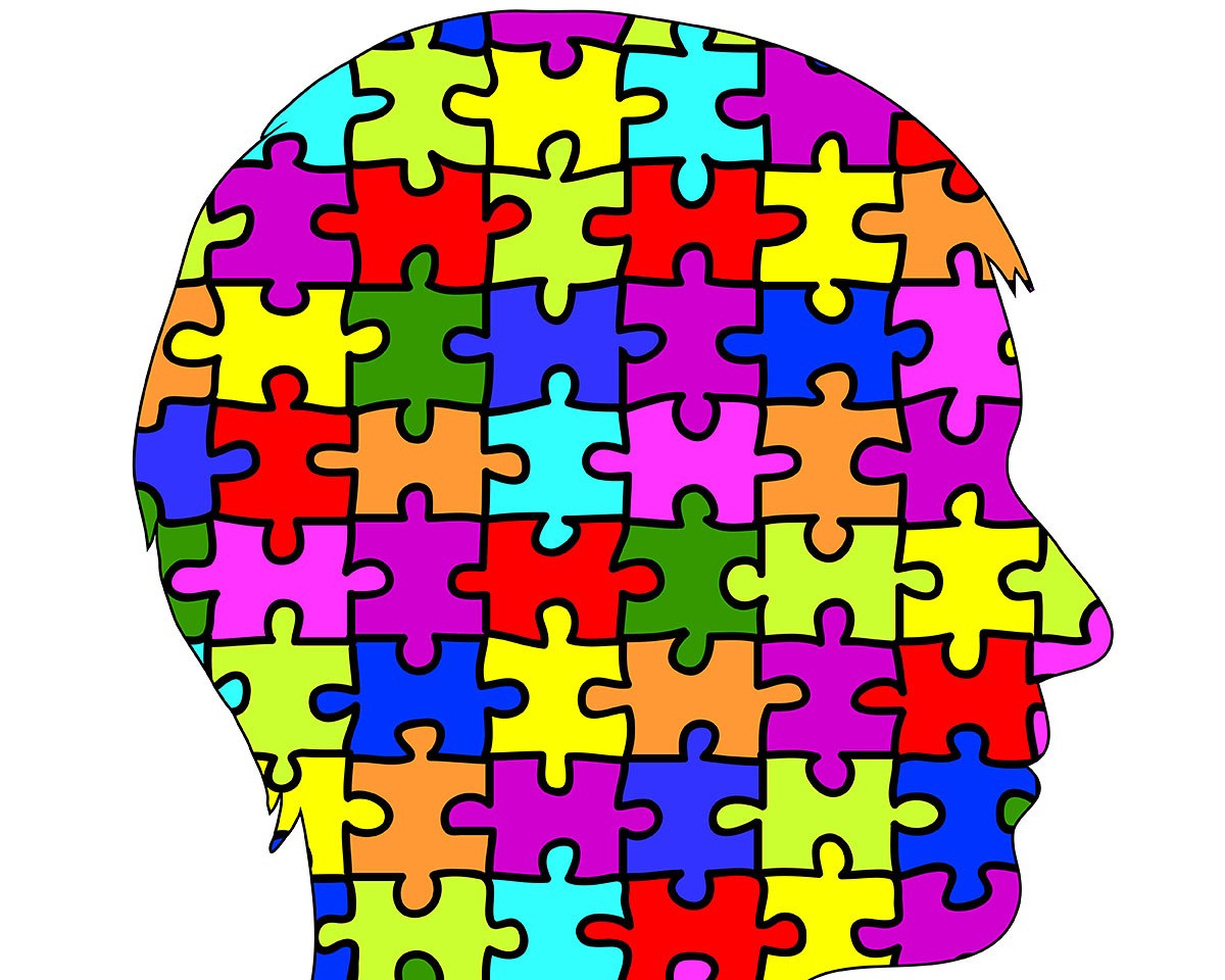 Image of a human head assembled from puzzles