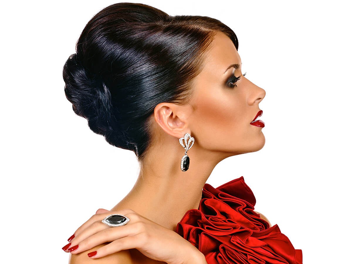 Beautiful woman with evening makeup