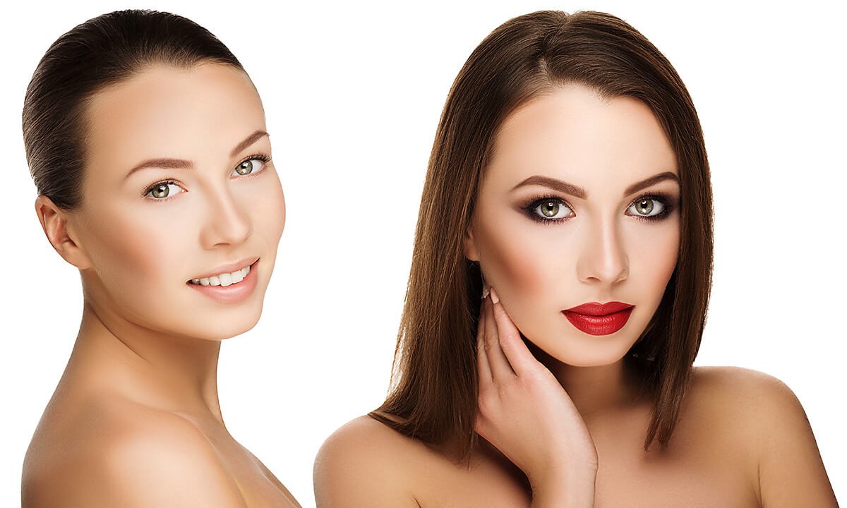 Image of a woman before and after makeup
