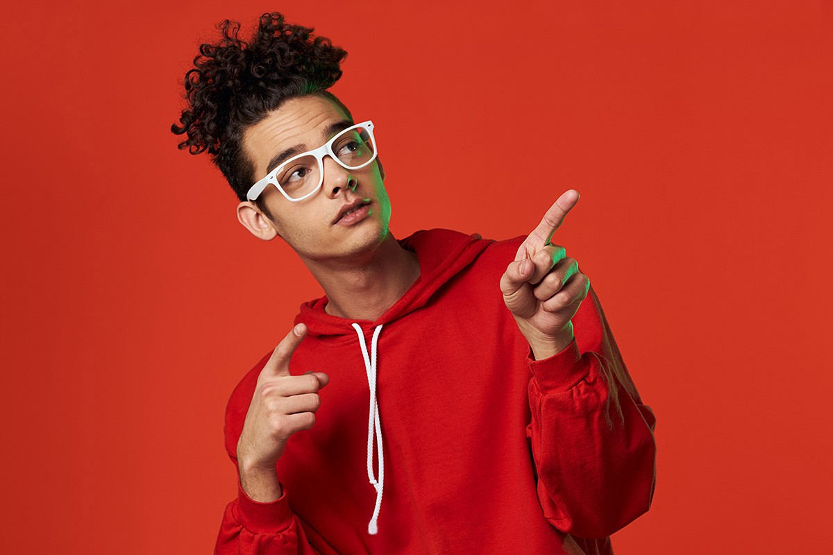 Image of a modern young man in red clothes