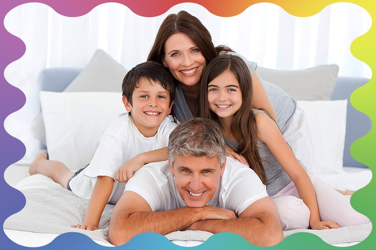 Loving family and wonderful children have fun together