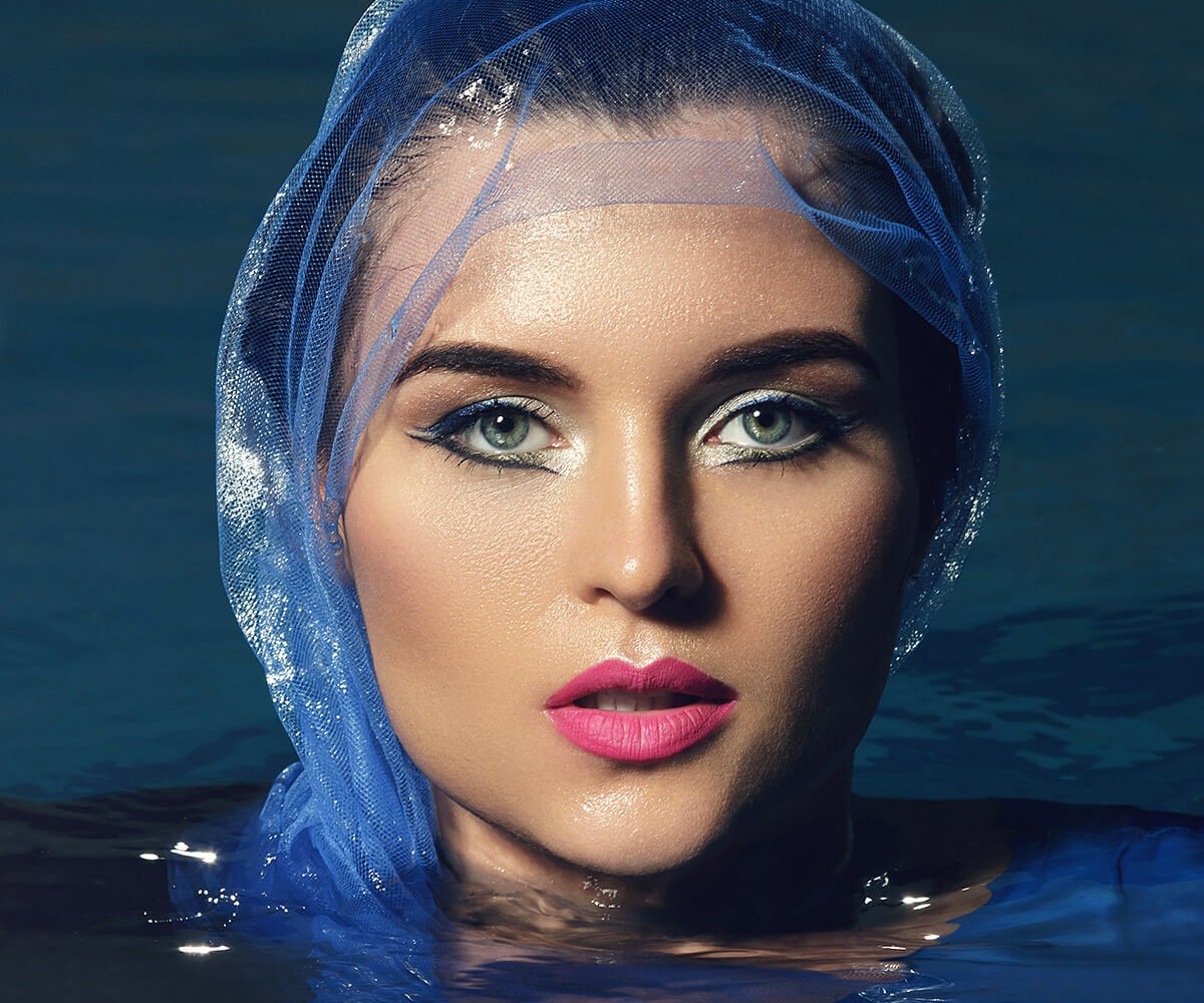 Image of a girl with a bright appearance and a scarf on her head Image of a girl with a bright appearance and a scarf on her head