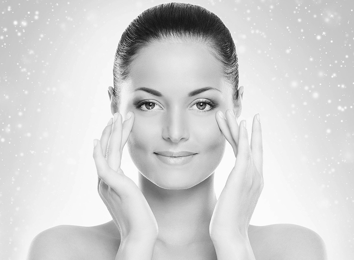 Woman caring for her face
