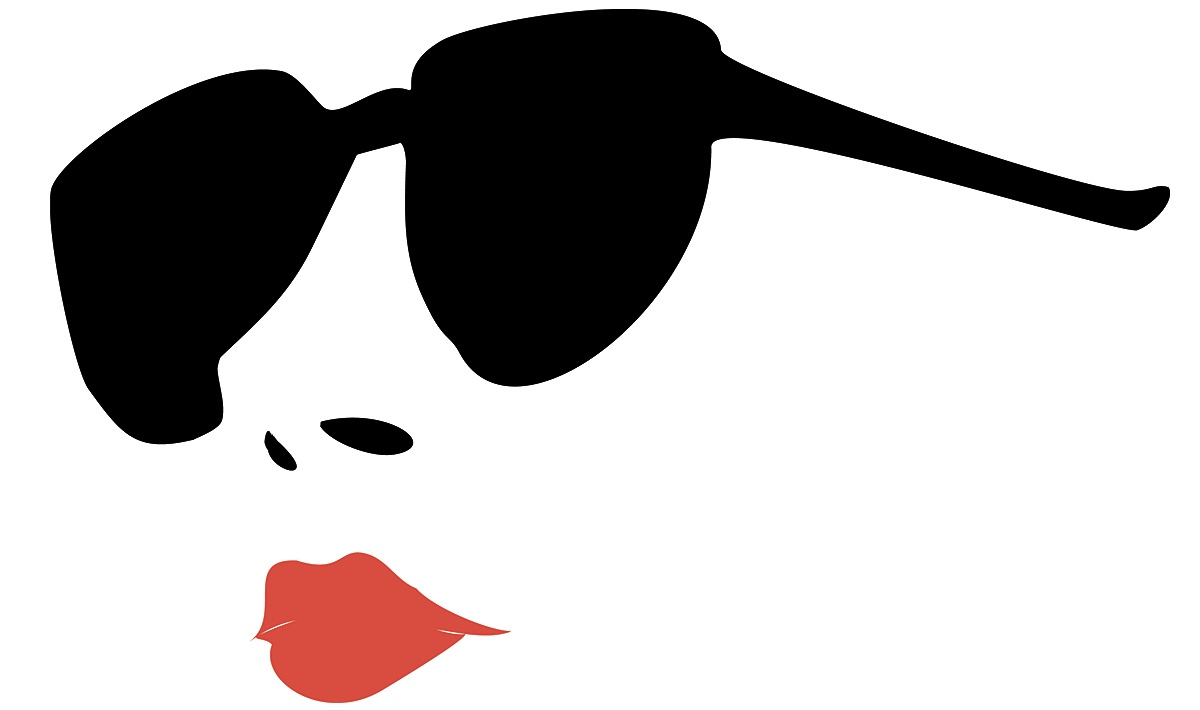 Image of a female face with scarlet lips Image of a female face with scarlet lips
