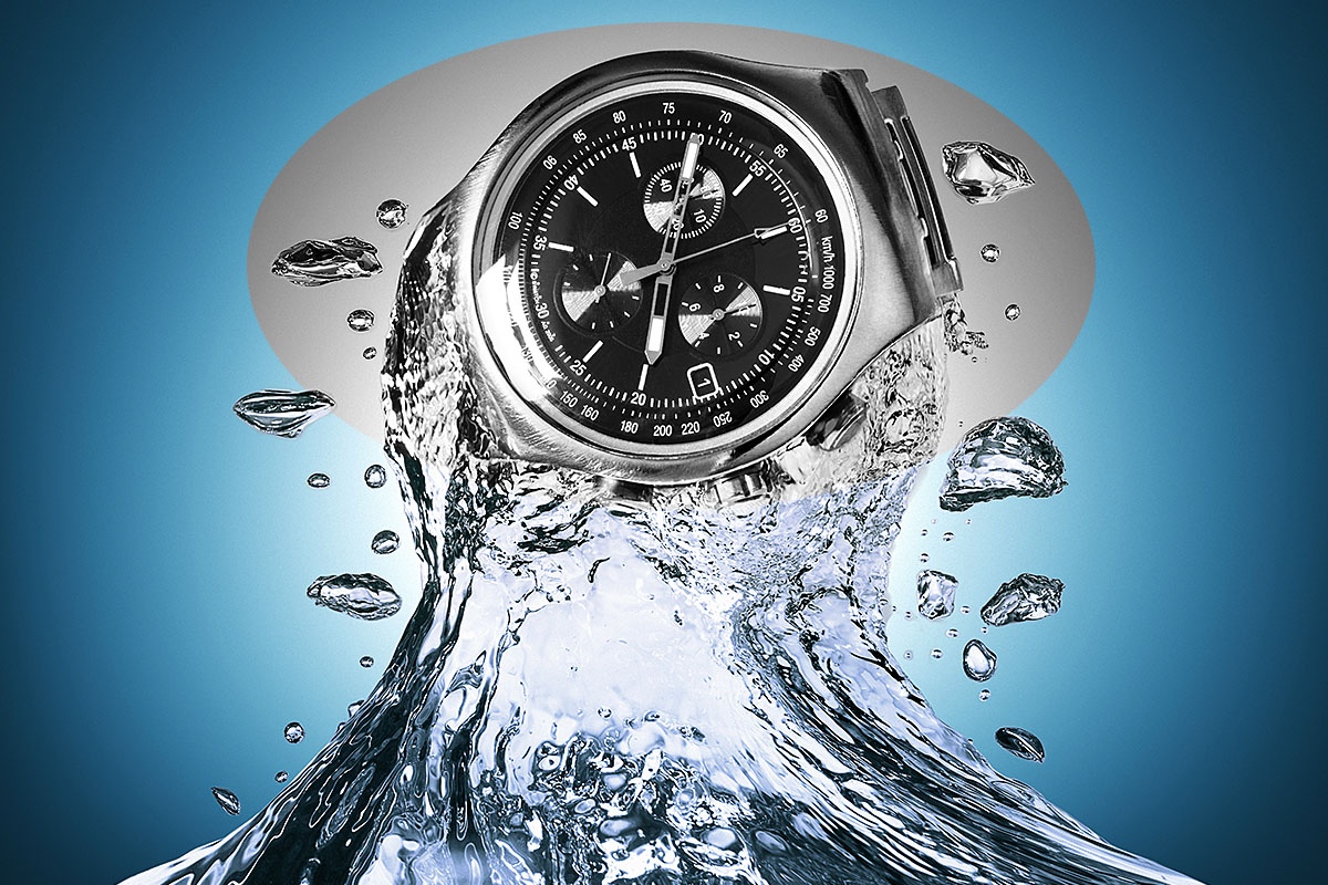 Image of water flow and clock