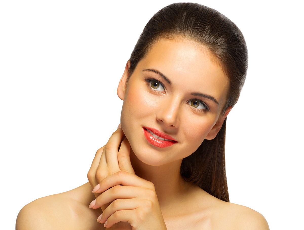 Young woman with delicate makeup on her face