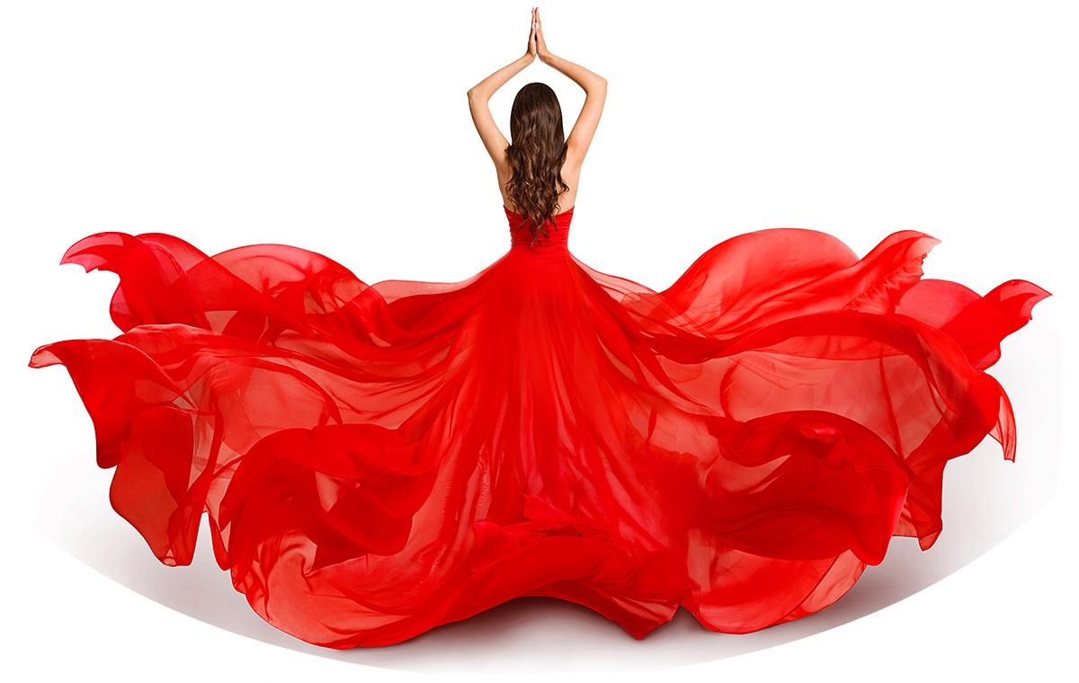 Cute girl in red puffy dress Cute girl in red puffy dress