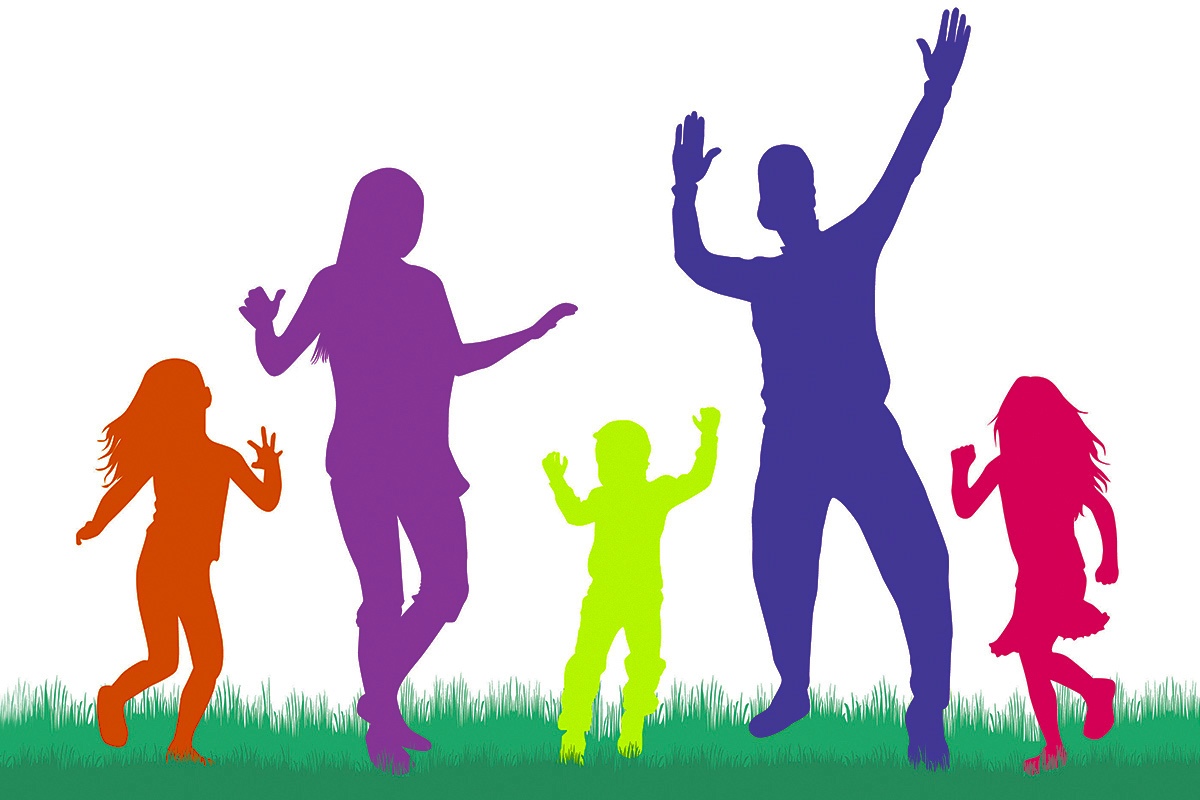 Image of a cheerful married couple with three children