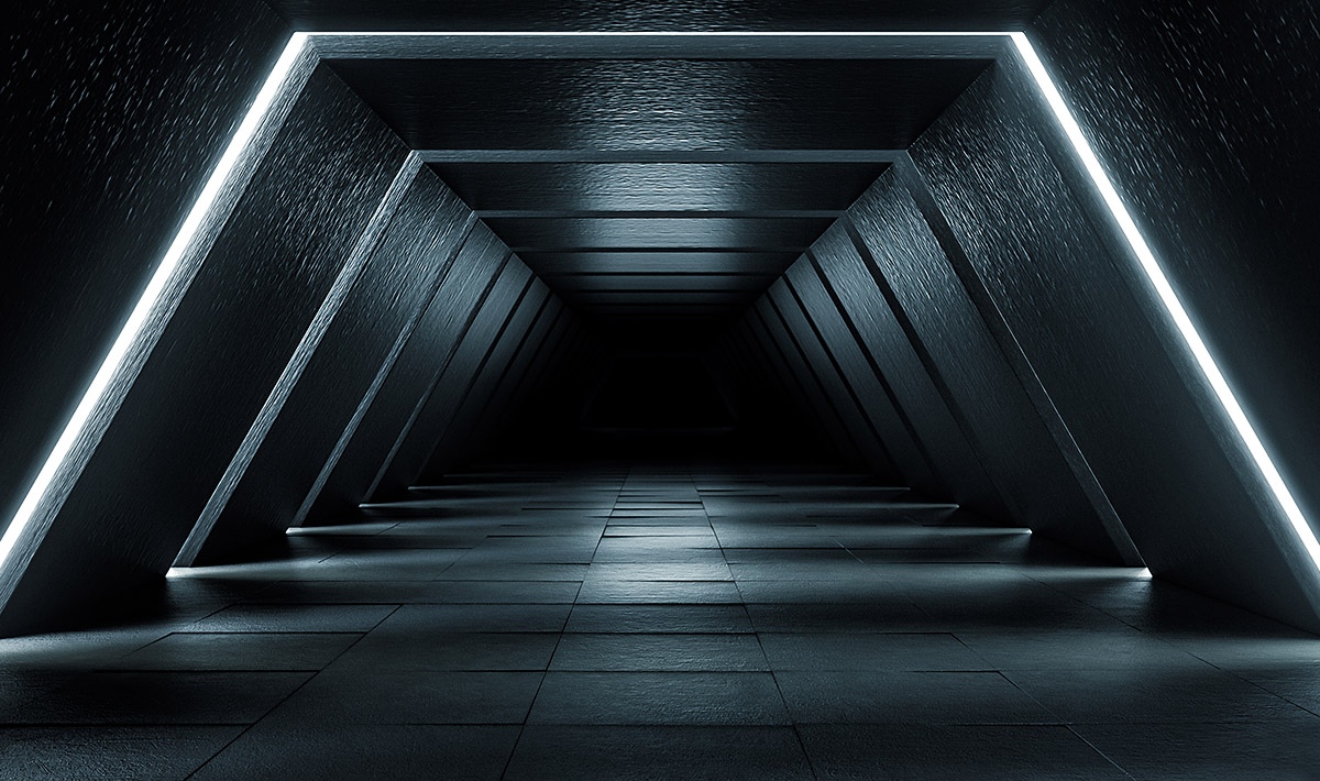 Image of a dark tunnel with backlight