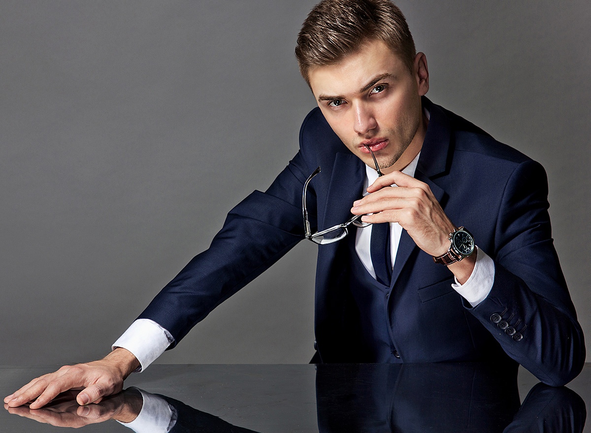 The image of a deeply thinking business person